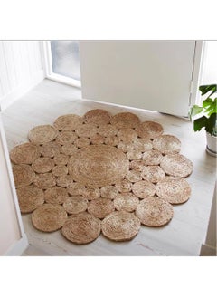 LINGWEI Jute Rug Carpet Hand Wooven Jute Rug Round Design Jute Rug Natural Fibres Circles Braided Reversible Carpet Jute Rug For Home Decor Kitchen Hallway Office  - Image 3