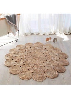 LINGWEI Jute Rug Carpet Hand Wooven Jute Rug Round Design Jute Rug Natural Fibres Circles Braided Reversible Carpet Jute Rug For Home Decor Kitchen Hallway Office  - Image 4