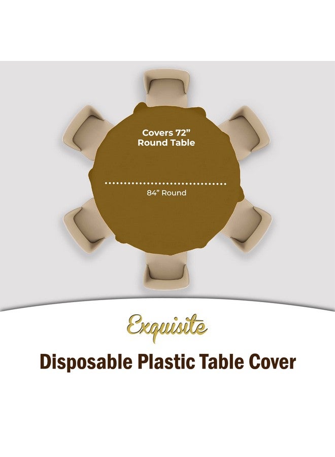 Exquisite 12-Pack Premium Plastic Tablecloth 84in. Round Table Cover - Gold - Image 4