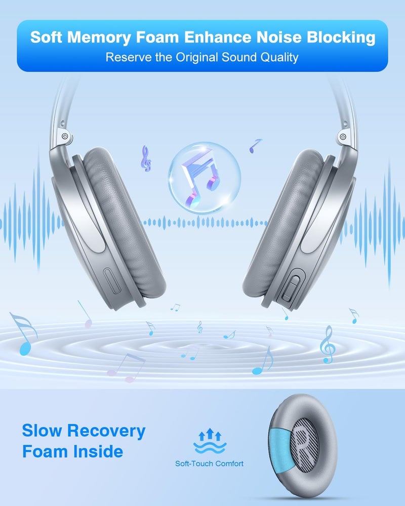 Link Dream Bose Quiet Comfort 35 Replacemen Ear Cushions Kit by Link Dream Soft Protein Leather Replacement Ear Pad for Bose QC 35/25 / 15 QC2 / Ae2 / Ae2i / Ae2W / Sound Link/Sound True (Grey) - Image 3