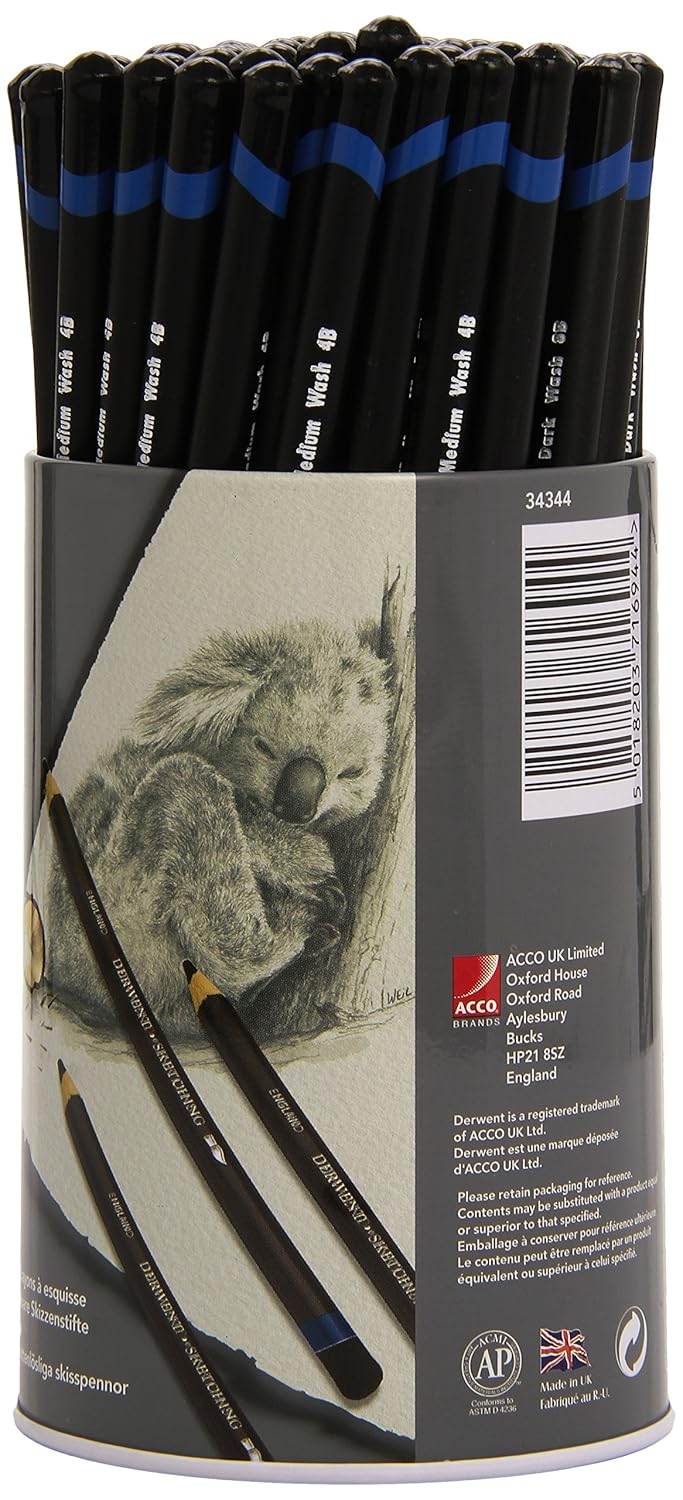 Derwent Watersoluble Sketching Graphite Pencils Tub Ideal for Sketching Drawing Includes 3 Shades HB 4B 8B Professional Quality 34344 Set of 72 - Image 2