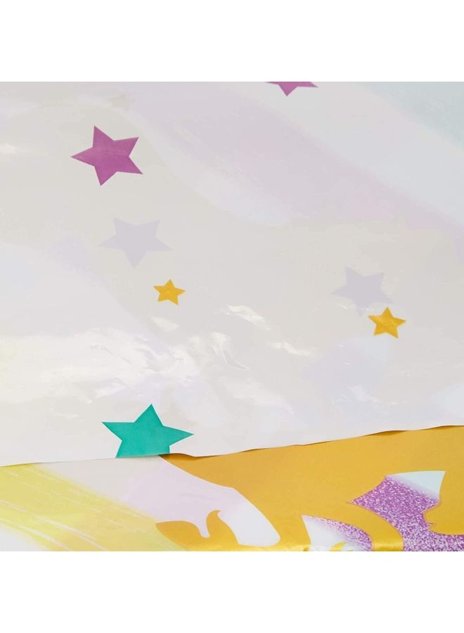 NIBEMINENT 3 Pieces Unicorn Plastic Tablecloth - Image 3