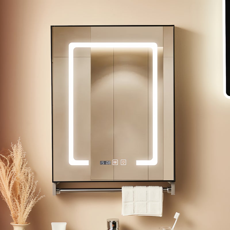 Sharpdo LED Bathroom Mirror with Light, Anti-fog, Towel Rack - Wall-mounted Vanity Mirror with Touch Sensor, Waterproof Smart LED Vanity Mirror 50 x 70 x 10 cm - Image 3