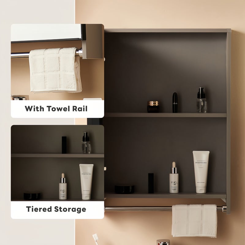 Sharpdo LED Bathroom Mirror with Light, Anti-fog, Towel Rack - Wall-mounted Vanity Mirror with Touch Sensor, Waterproof Smart LED Vanity Mirror 50 x 70 x 10 cm - Image 5