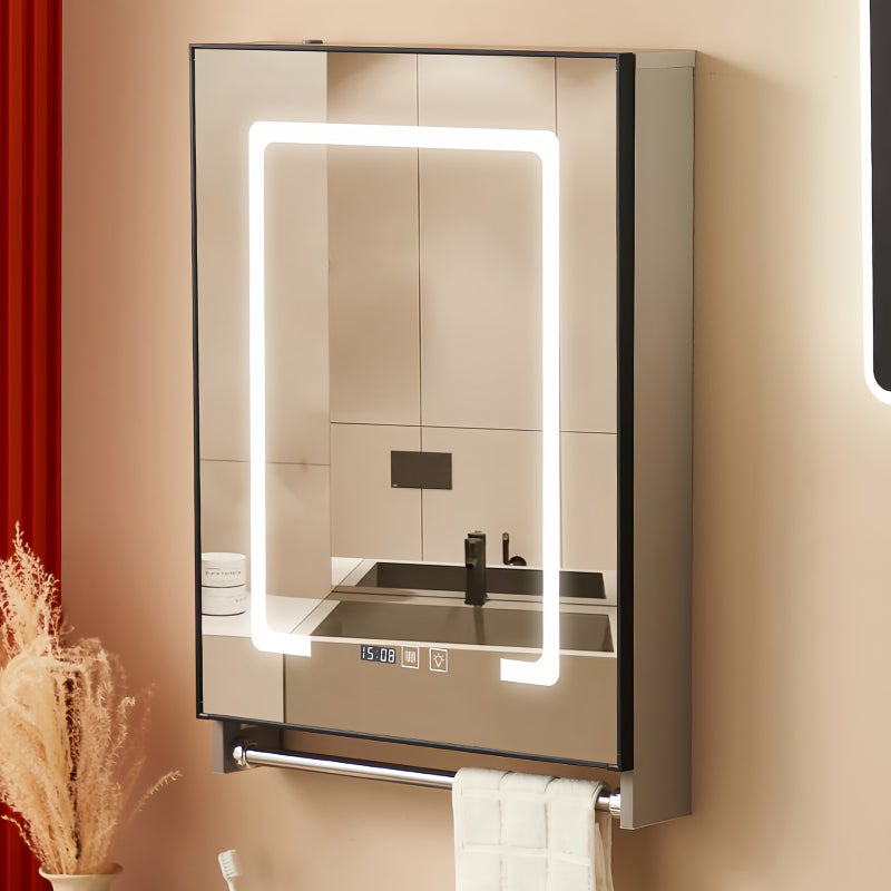 Sharpdo LED Bathroom Mirror with Light, Anti-fog, Towel Rack - Wall-mounted Vanity Mirror with Touch Sensor, Waterproof Smart LED Vanity Mirror 50 x 70 x 10 cm - Image 2