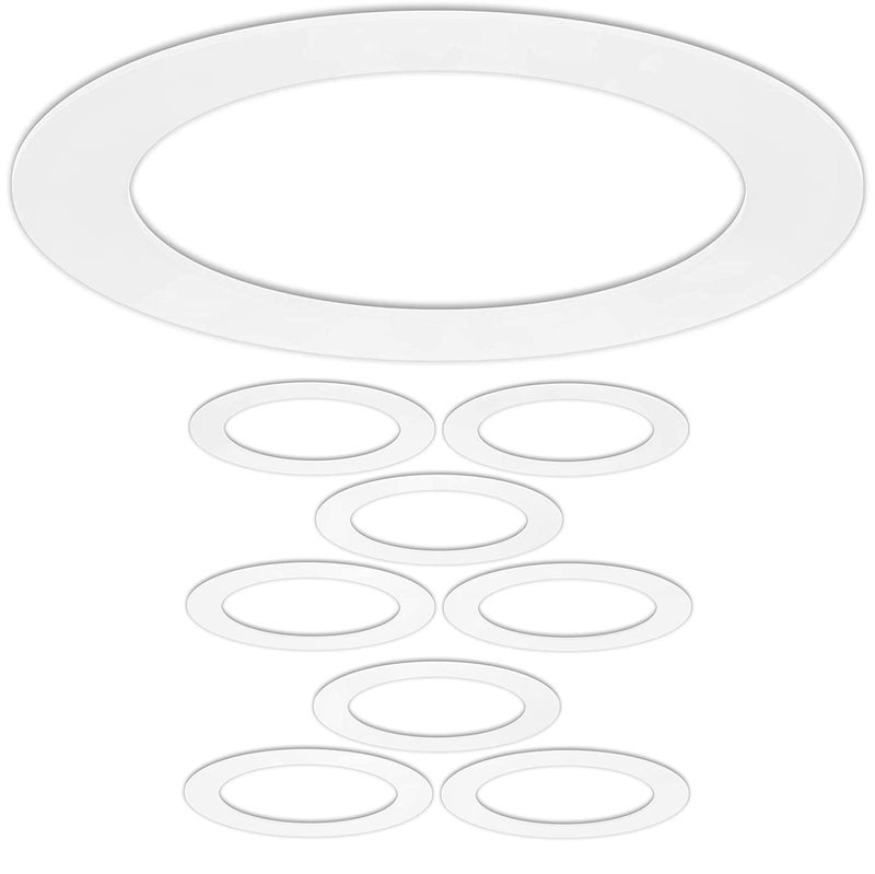 Lighting Labs 8 Pack Gloss White Goof Trim Ring for 6 Inch Recessed Can Lighting Down Light, Outer Diameter 8 inches - Image 1