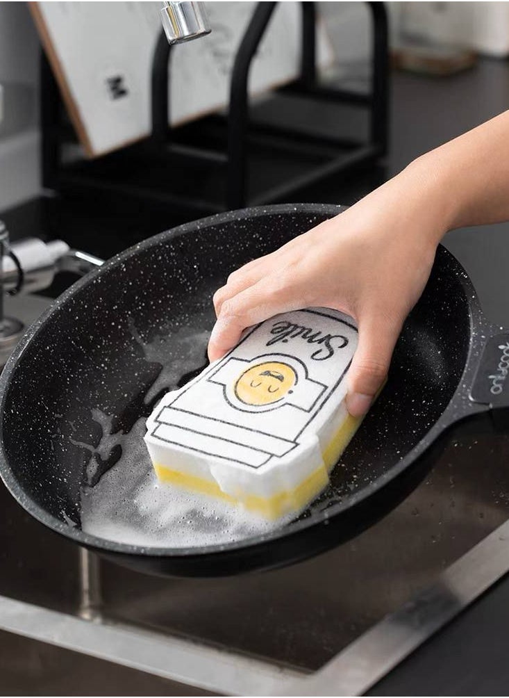 Generic 4 Pieces Magic Smile Face Sponge Strong thick sponge to remove dirt from dishes  - Image 1