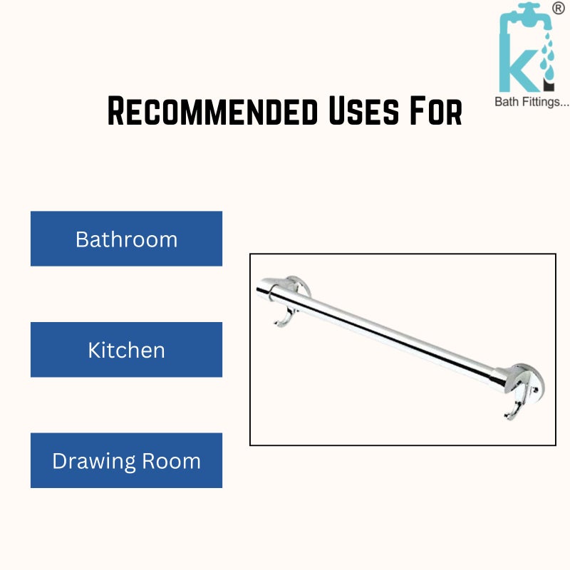 KI Luxurious Brass Towel Rod/Towel Holder with Hook for Bathroom/Kitchen 24 inch - Image 3
