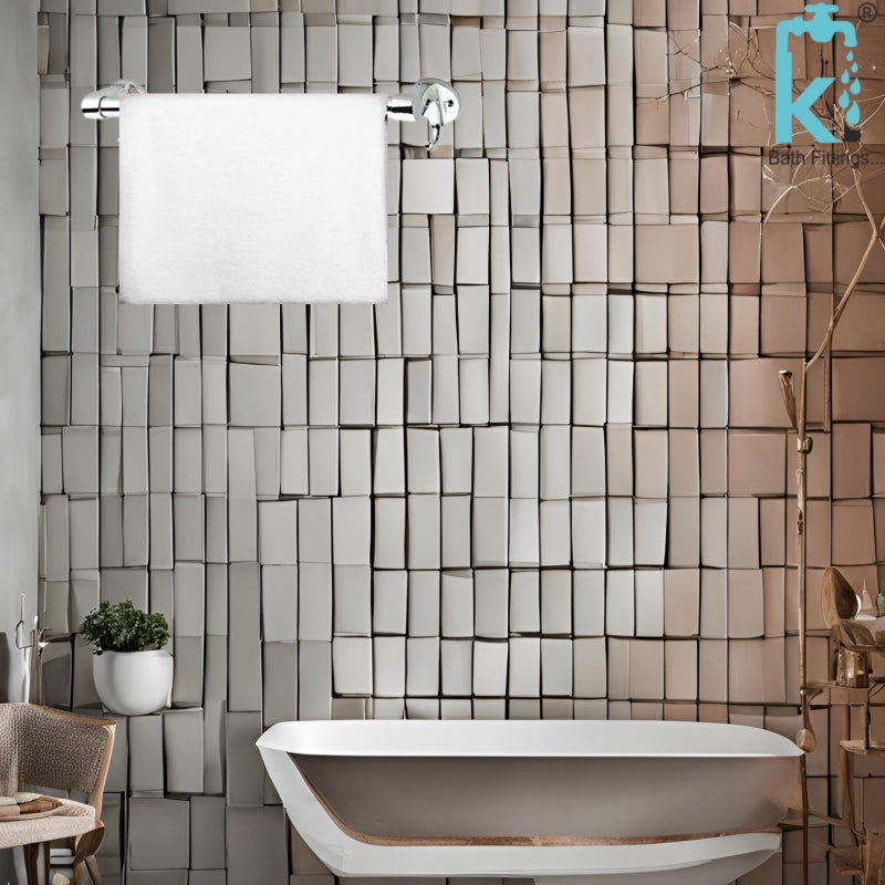 KI Luxurious Brass Towel Rod/Towel Holder with Hook for Bathroom/Kitchen 24 inch - Image 2
