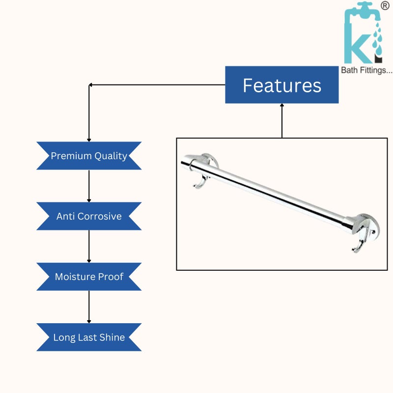 KI Luxurious Brass Towel Rod/Towel Holder with Hook for Bathroom/Kitchen 24 inch - Image 4