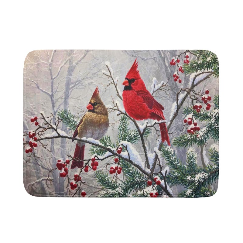 Giwawa Red Bird Dish Drying Mat Merry Christmas Dishes Pad Absorbent Fast Dry Dish Drainer Mat Protector for Kitchen Counter 18 x 24 Inches - Image 2