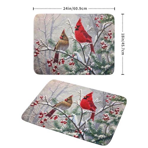 Giwawa Red Bird Dish Drying Mat Merry Christmas Dishes Pad Absorbent Fast Dry Dish Drainer Mat Protector for Kitchen Counter 18 x 24 Inches - Image 3