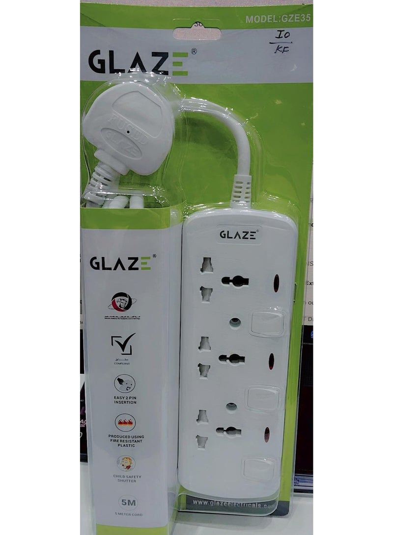 GLAZE EXTENSION SOCKET 3 WAY 5MTR