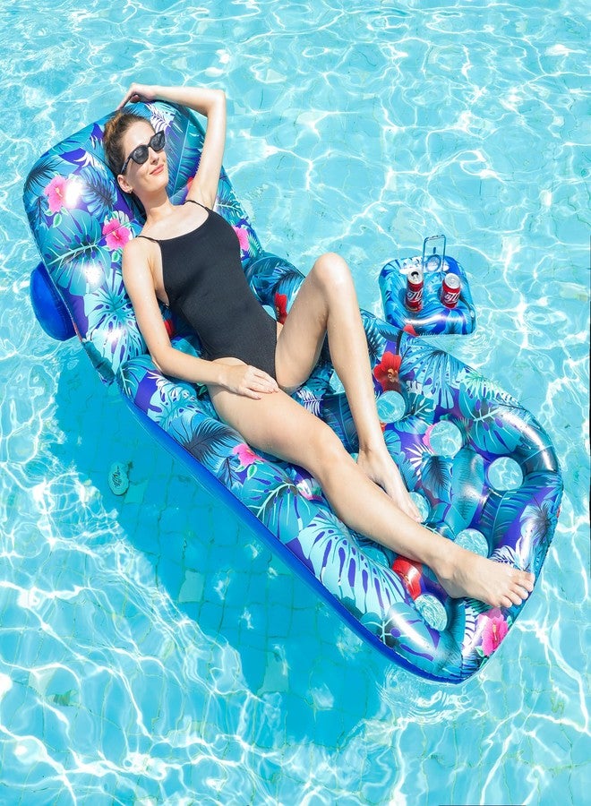 FindUWill Pool Floats Adult - 2 Pack Pool Float Lounger, Inflatable Pool Floats with Cup Holder, Backrest, Heavy Duty Pool Float Rafts, Cooling Pool Floaties for Vacation - Image 2