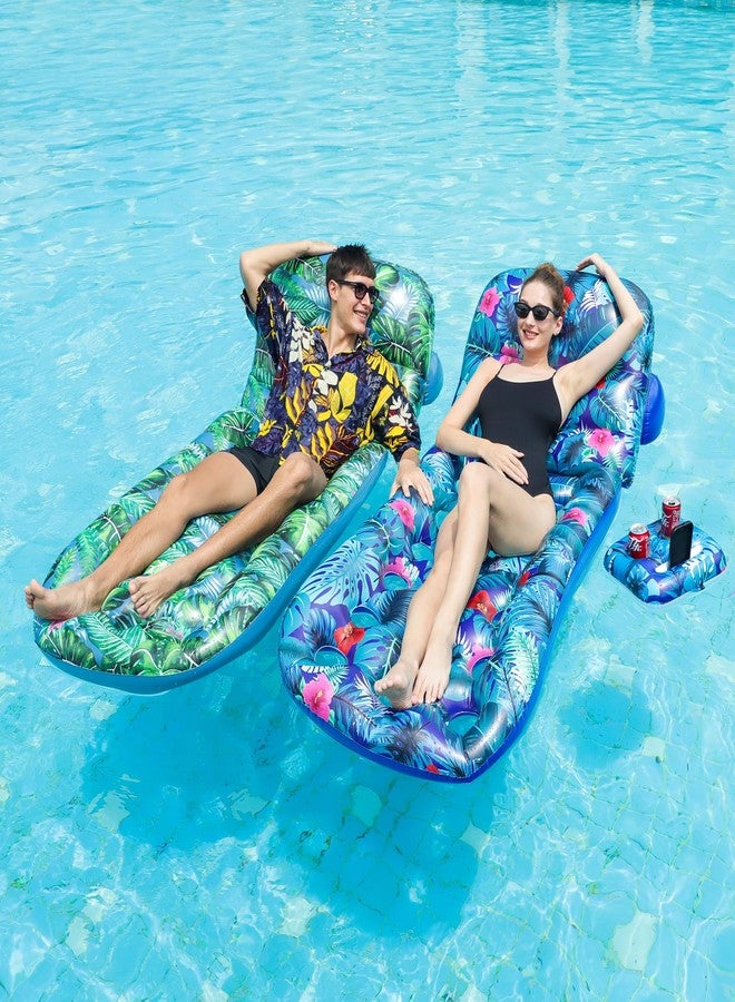 FindUWill Pool Floats Adult - 2 Pack Pool Float Lounger, Inflatable Pool Floats with Cup Holder, Backrest, Heavy Duty Pool Float Rafts, Cooling Pool Floaties for Vacation - Image 3
