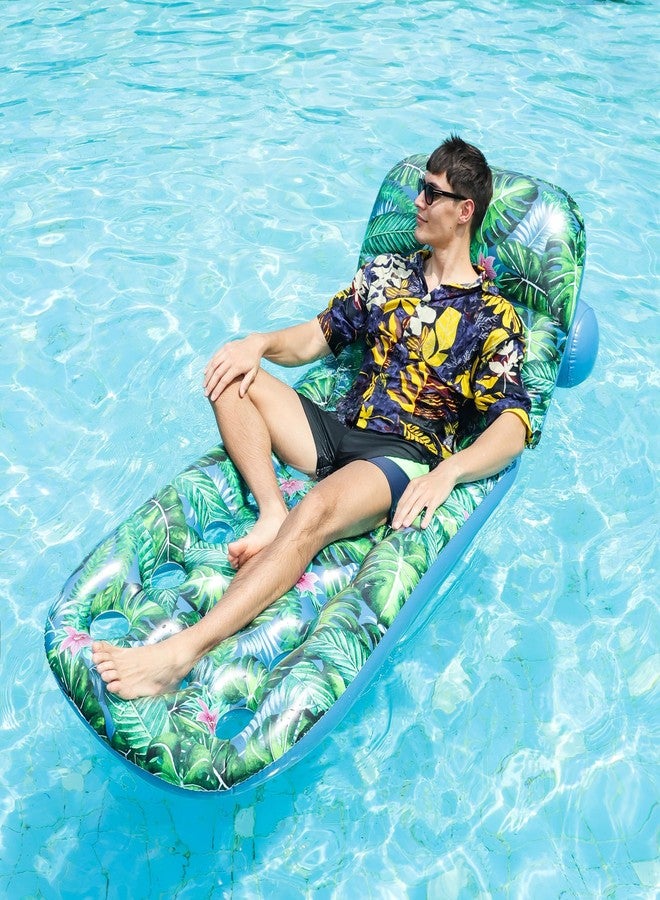 FindUWill Pool Floats Adult - 2 Pack Pool Float Lounger, Inflatable Pool Floats with Cup Holder, Backrest, Heavy Duty Pool Float Rafts, Cooling Pool Floaties for Vacation - Image 5