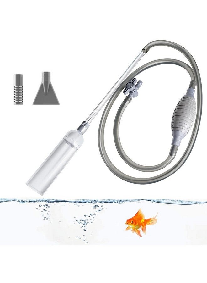 Qpets® 2.6M Manual Fish Tank Cleaner/Fish Tank Siphon and Gravel Cleaner A Hand Syphon Pump to Drain Aquarium Cleaning Tool Gravel Cleaner Aquariums Siphon Pipe for Aquarium - Image 1