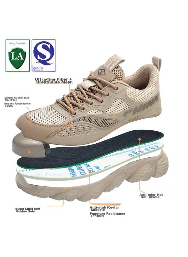 Dinggu Safety Shoes For Men, Anti-Smashing, Anti-Puncture, Steel Toe, Construction Site, Lightweight, Comfortable, Breathable, Soft Sole, All-Season Style 1069Zong45 - Image 4