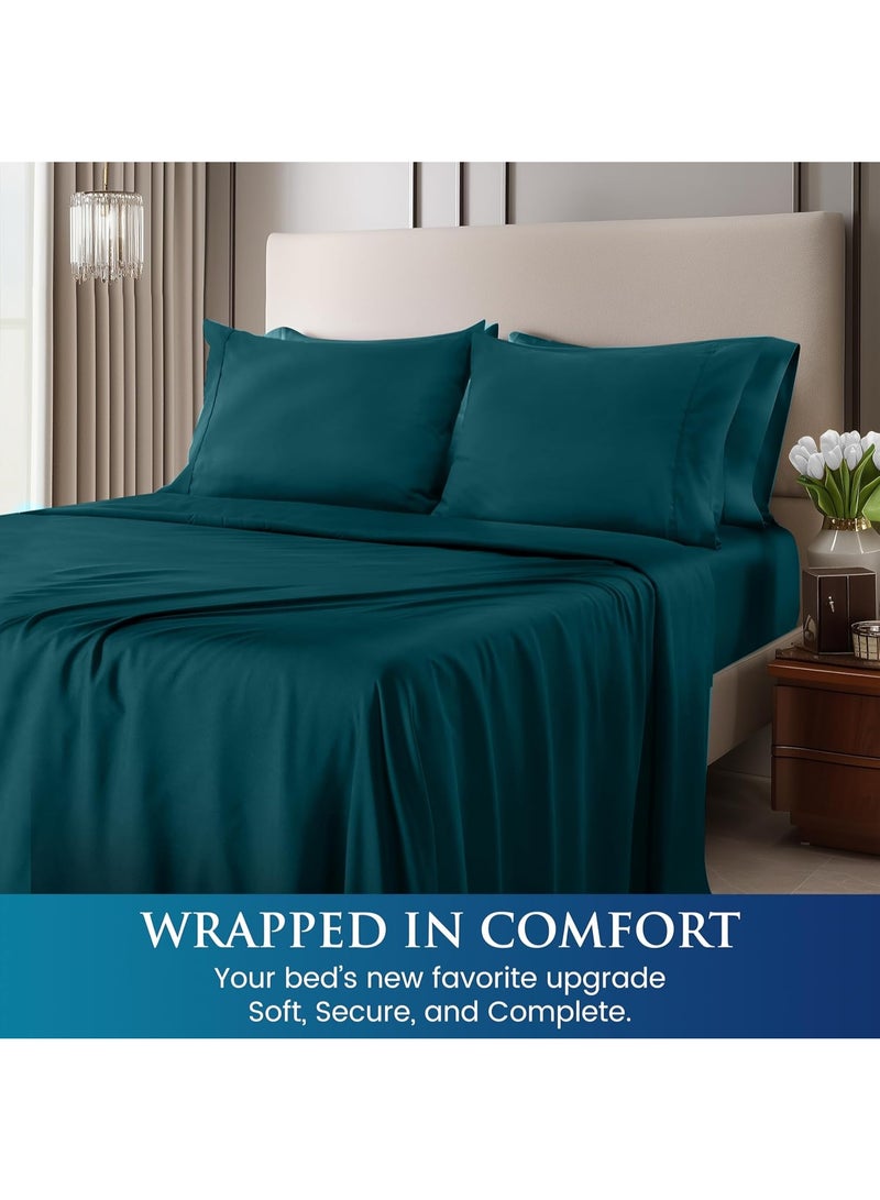 Utopia Bedding Queen Sheet Set - Brushed Microfiber - Soft Bed Sheets for Queen Size Bed Set - Includes 1 Fitted, 1 Flat, & 2 Pillow Cases - Deep Pocket (Teal) - Image 5