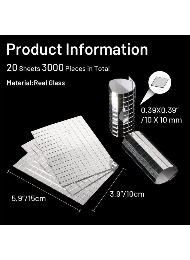 PP OPOUNT 3000 Pcs Disco Mirror Tiles 10 X 10 Mm Self Adhesive Glass Mosaic Tiles For Diy Craft Decoration Mini Disco Ball Tiles For Art Collage Indoor Outdoor Decoration(Silver)  - Image 3