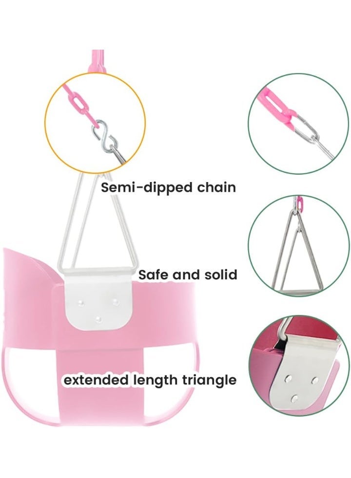 Funz Toddler Swing  Heavy Duty High Back Full Bucket Baby Swing Seat with Plastic Coated Chains for Outdoor and Indoor Pink - Image 5