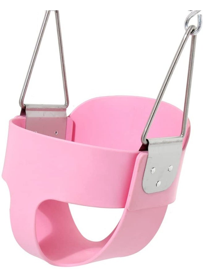 Funz Toddler Swing  Heavy Duty High Back Full Bucket Baby Swing Seat with Plastic Coated Chains for Outdoor and Indoor Pink - Image 2