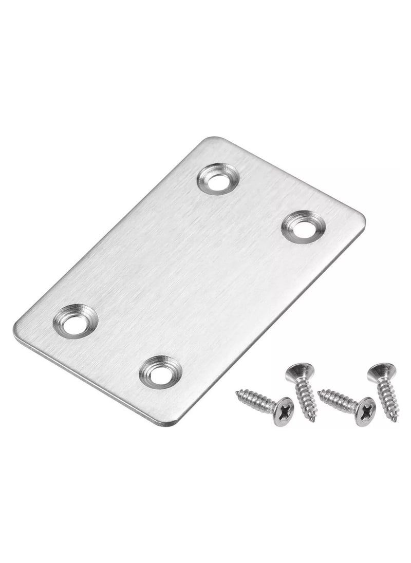 Rubik Flat Straight Brace Brackets with Screws, 10pcs Stainless Steel Mending Repair Plate for Shelf Supports Fixing Wood Furniture Chair Table Cabinet Bed (60x38mm)  - Image 5
