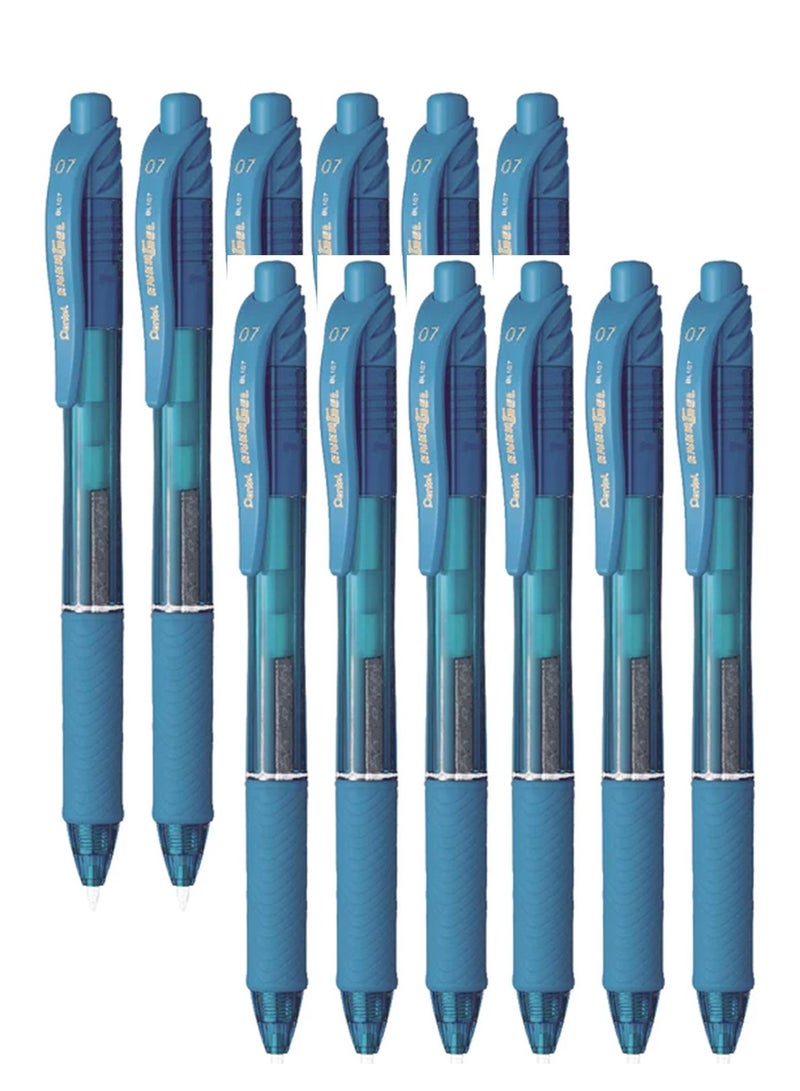 Pentel قلم حبر جل إينرجيل 12 قطعة بطرف 0.7 مم حبر أزرق سماوي - Image 1