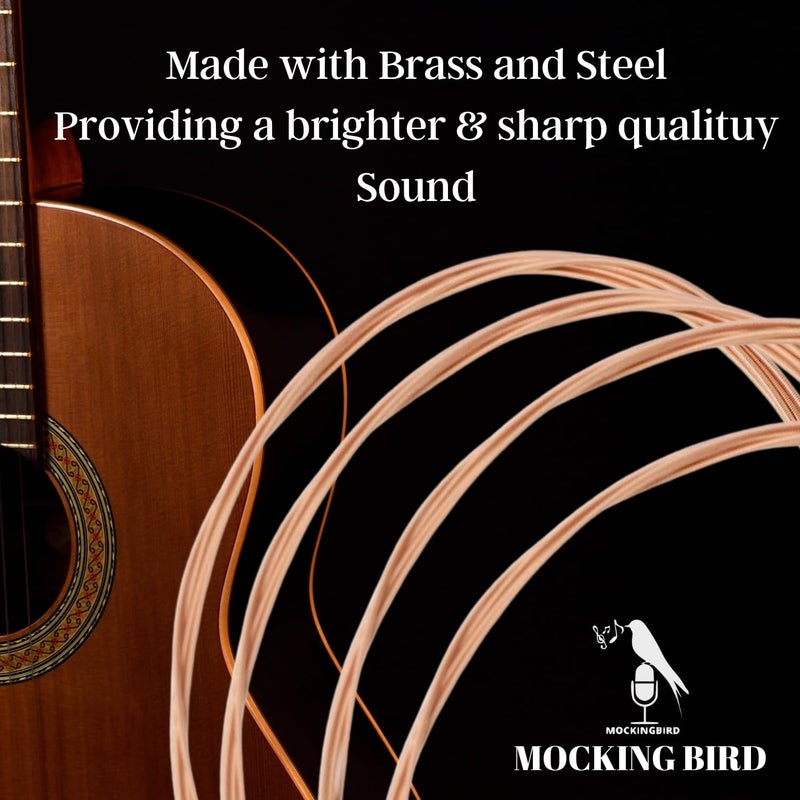 Mocking Bird G-3rd Acoustic Guitar Strings 0.22 Gauge Stainless Steel & Bronze G-3rd String set with Hallow Ball End 3rd Guitar String Replacement String with 5 Picks (Pack of 5) - Image 2