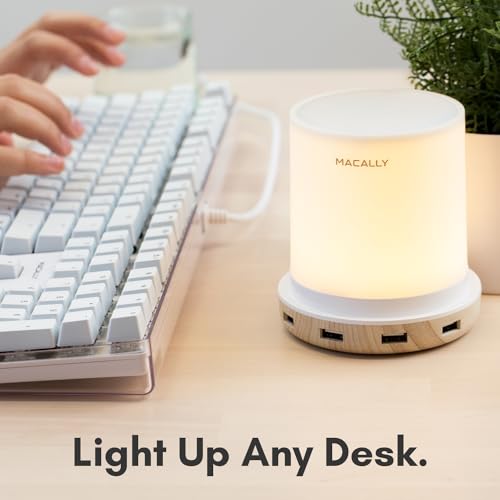 Macally Small Touch Lamps for Nightstand - Bedside Lamp with USB Port - 3 Way Dimmable Short Table Lamp for Small Spaces - Use as Night Light and Charger in Bedroom - Image 2