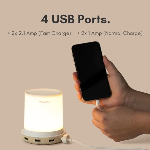 Macally Small Touch Lamps for Nightstand - Bedside Lamp with USB Port - 3 Way Dimmable Short Table Lamp for Small Spaces - Use as Night Light and Charger in Bedroom - Image 3