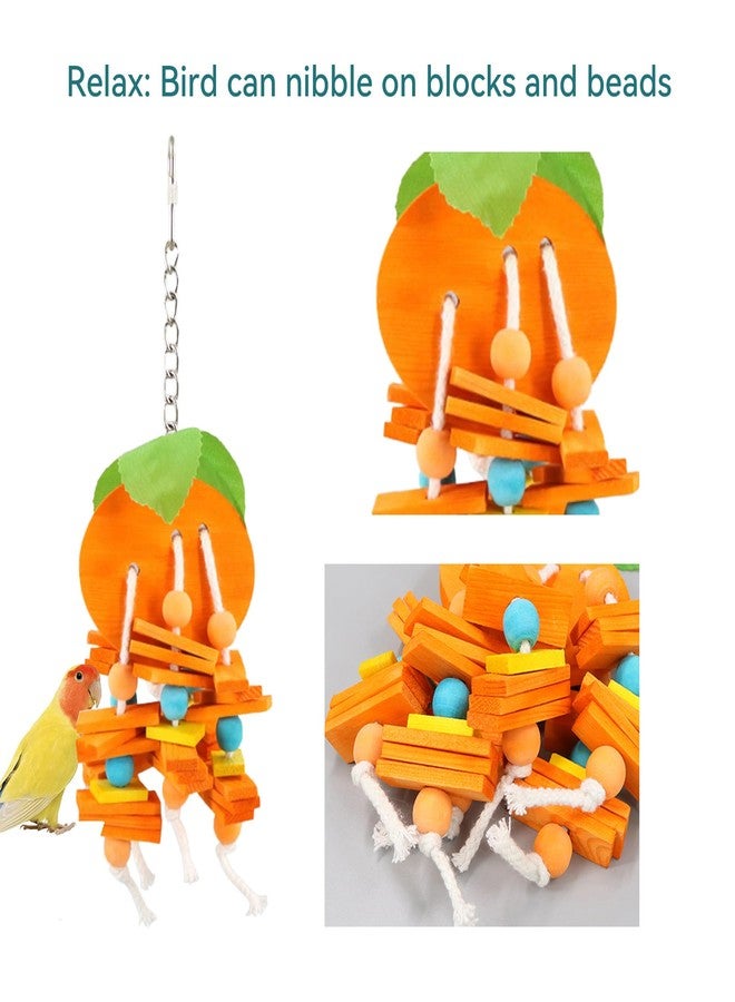 JSLZF Bird Chewing Toy for Parrot Cockatiel Conure Wood Block Cage Hanging Foraging Budgie Bite Toy for Parakeet Small (4PCS Fruit Shape) - Image 3