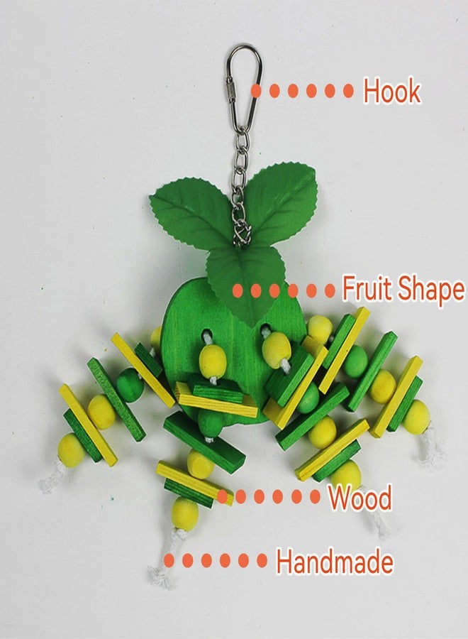 JSLZF Bird Chewing Toy for Parrot Cockatiel Conure Wood Block Cage Hanging Foraging Budgie Bite Toy for Parakeet Small (4PCS Fruit Shape) - Image 2