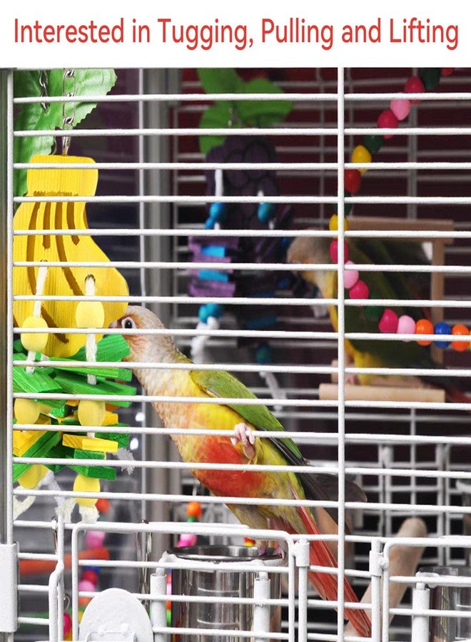 JSLZF Bird Chewing Toy for Parrot Cockatiel Conure Wood Block Cage Hanging Foraging Budgie Bite Toy for Parakeet Small (4PCS Fruit Shape) - Image 5