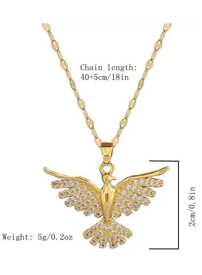 Goolsky 1pc Elegant Phoenix Bird Pendant Necklace – Zinc Alloy with Rhinestone Mosaic, Stainless Steel Chain, Party Luxury Jewelry, Winter/New Year Gift - Image 2