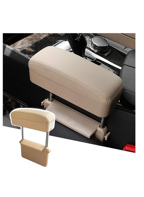 Car Armrest Extender Support Elbow - Adjustable Height Comfort Arm Rest Pads Extender for Universal Auto Car Center Console (Beige)