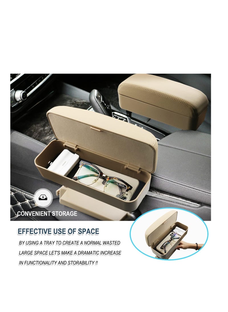 SYOSI - Car Armrest Extender Support Elbow - Adjustable Height Comfort Arm Rest Pads Extender for Universal Auto Car Center Console (Beige) - Image 1