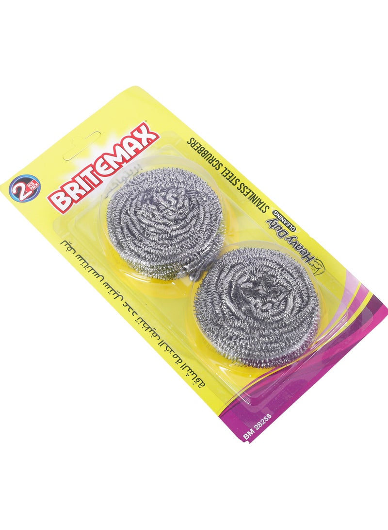 BRITEMAX BM282 Stainless Steel Scour Pads – 2-Pack for Efficient Cleaning - Image 1