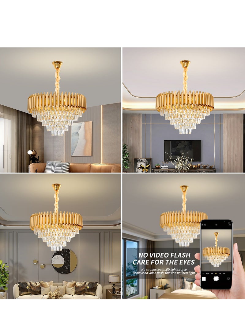 YATAI LIGHTING Golden Crystal Chandelier, Elegant Lighting Fixture Round Luminaire, Luxurious Ceiling Light, Bedroom Luxury Light, Modern Crystal Lighting, Golden Pendant, Sparkling Pendant Light  - Image 2