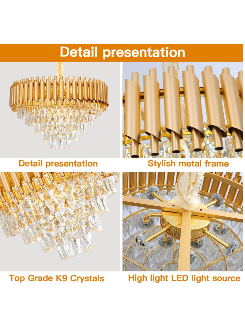 YATAI LIGHTING Golden Crystal Chandelier, Elegant Lighting Fixture Round Luminaire, Luxurious Ceiling Light, Bedroom Luxury Light, Modern Crystal Lighting, Golden Pendant, Sparkling Pendant Light  - Image 5