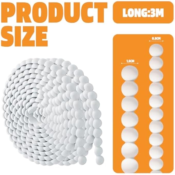 FLEXIBLE MOLDING TRIM DECORATIVE BEAD PEARL WALL MOLDING TRIM PEEL AND STICK FOR WALL FLOOR BATHROOM MIRROR BORDER FRAME TILE CEILING EDGE (20FT-15MM(LXW)) - Image 3