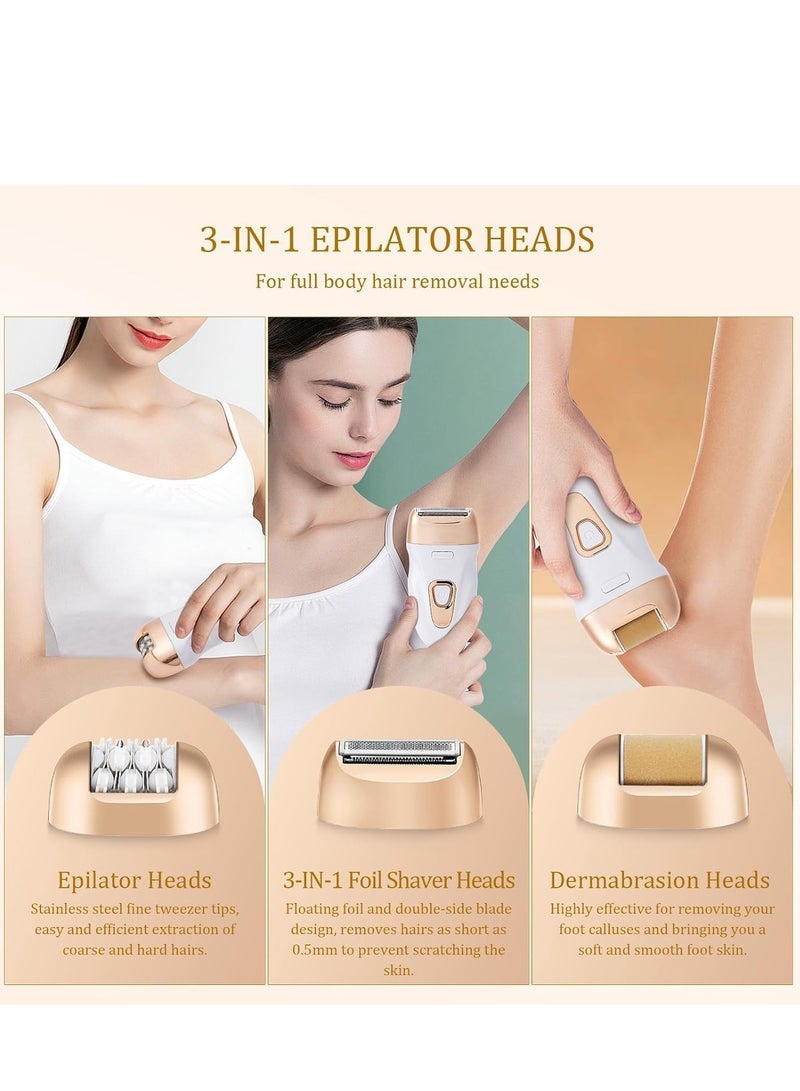 Epilator, Smooth Glide Epilator for Women Facial Hair, 3-in-1 Hair Removal for Leg/Arm/Face, 2-Speed Adjustable USB Rechargeable Cordless Epilator, Painless Epilator for Smooth Skin, Facial Hair Remover, Portable Hair Removal Device for Women - Image 3
