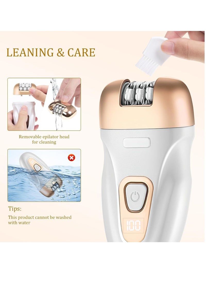 Epilator, Smooth Glide Epilator for Women Facial Hair, 3-in-1 Hair Removal for Leg/Arm/Face, 2-Speed Adjustable USB Rechargeable Cordless Epilator, Painless Epilator for Smooth Skin, Facial Hair Remover, Portable Hair Removal Device for Women - Image 2