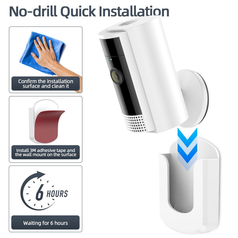 KTCEFE No Drill Ring Indoor Cam Adhesive Wall Mount Bracket - No Screws Needed, Easy Install - Compatible with Ring Cameras(1st Gen and 2nd Gen) for Home Surveillance (3 Pack) - Image 5