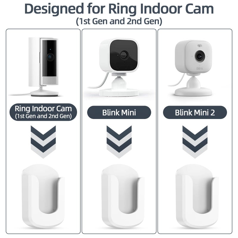 KTCEFE No Drill Ring Indoor Cam Adhesive Wall Mount Bracket - No Screws Needed, Easy Install - Compatible with Ring Cameras(1st Gen and 2nd Gen) for Home Surveillance (3 Pack) - Image 2