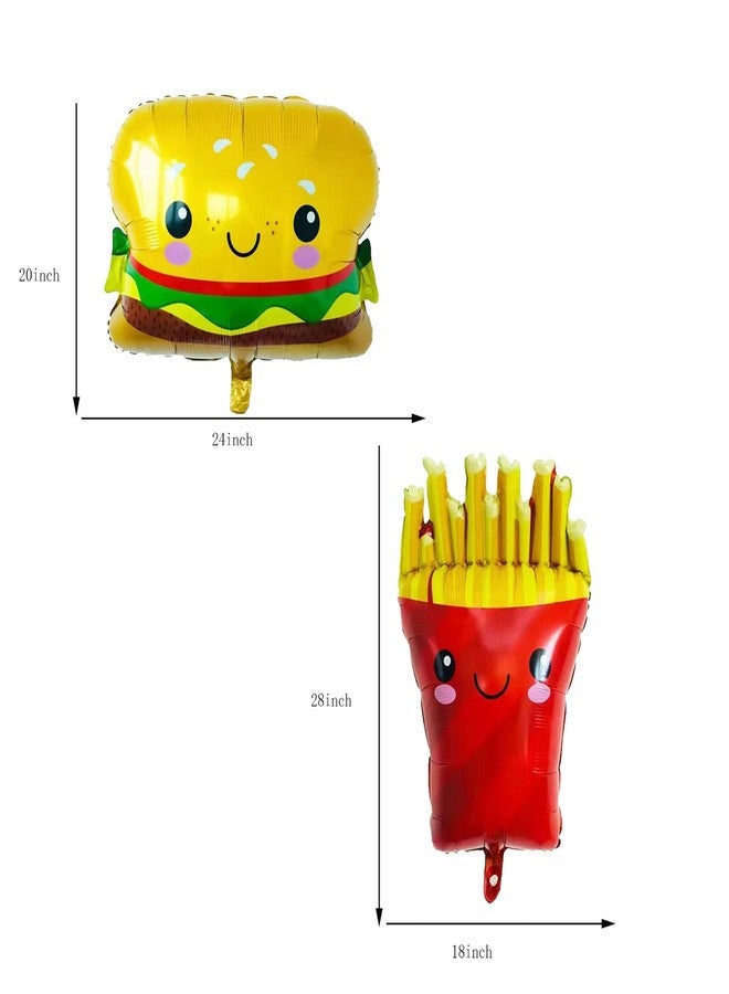 CSTYWC 6PCS Hamburger Hot Dog Ketchup Bottles Mustard Bottles French Fries Pizza Slice Shaped Foil Balloons Food Balloons for Birthday Baby Shower BBQ Picnic Cookout Fast Food Snacks Party Decorations - Image 3