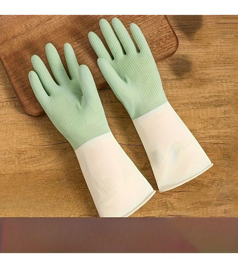Colorful PVC Kitchen Gloves 2 Pairs Random Color L Size Non Slip Ergonomic Fit Durable For Dishwashing Stove Wipe Bathroom Cleaning Living Room Dusting Thanksgiving Christmas Gift - Image 2
