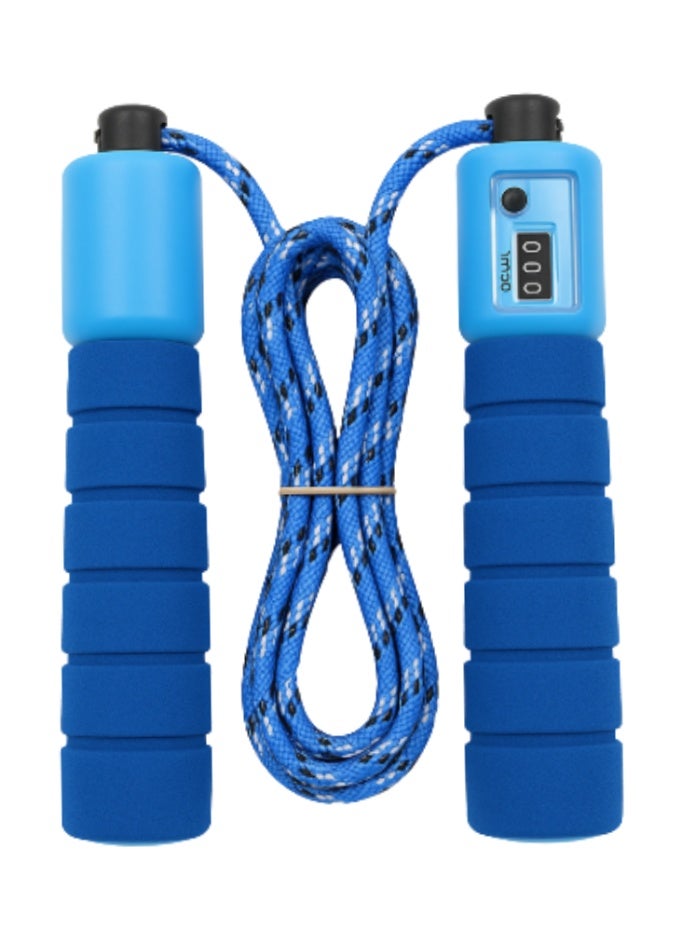 بريميم حبل قفز أزرق بعدّاد قفز – قابل للتعديل عالي الجودة لتمارين اللياقة في الهواء الطلق - Image 1