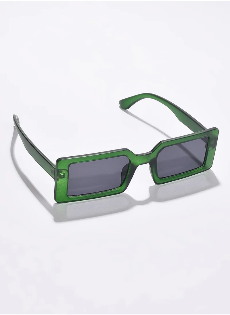 Haute Sauce Black Lens Green Rectangle Sunglasses