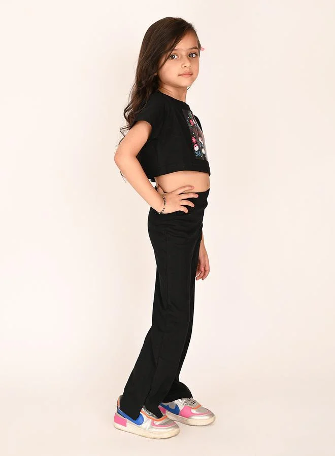 LILPICKS LilPicks Floral Print Crop T-Shirt and Pants Set